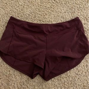 burgundy lululemon running shorts